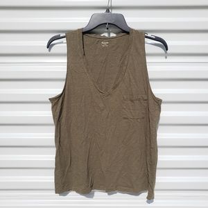 Madewell v-neck army green pocket tank top
